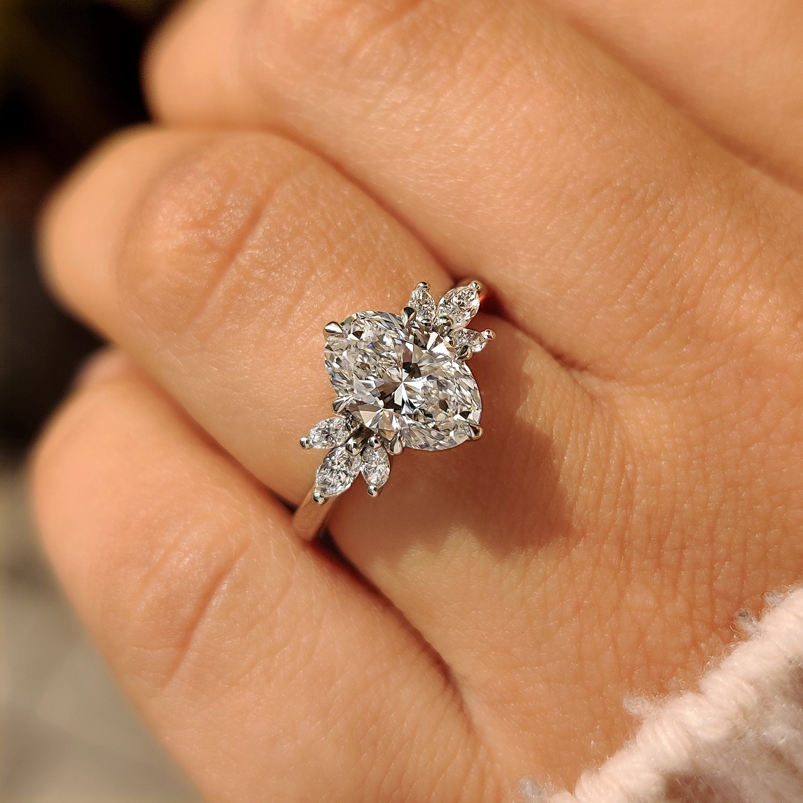 Cushion Hidden Halo Lab Grown Diamond Engagement Ring